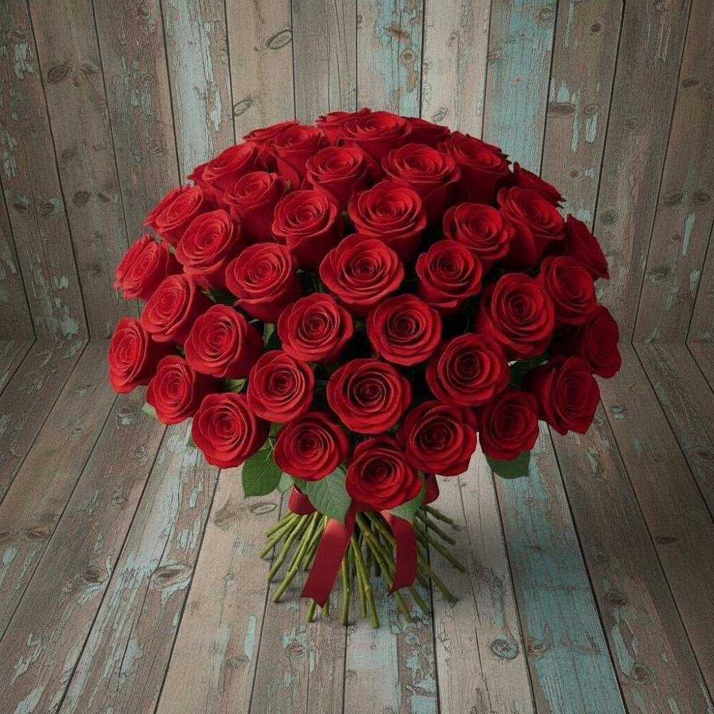 Букет 55 Красных роз Фридом в Дядьковской