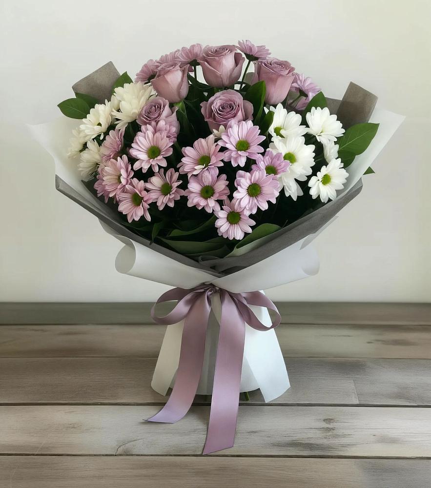 Букет цветов из: Хризантемы и Розы в Дядьковской