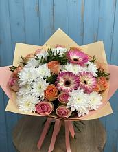 Букет цветов из:  Розы, Герберы и Хризантемы в Дядьковской