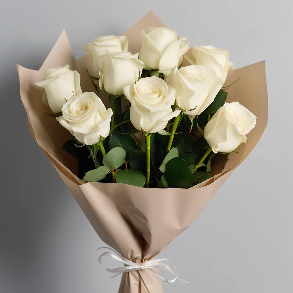 Букет 9 Белых роз Эдлесс Лав в Дядьковской