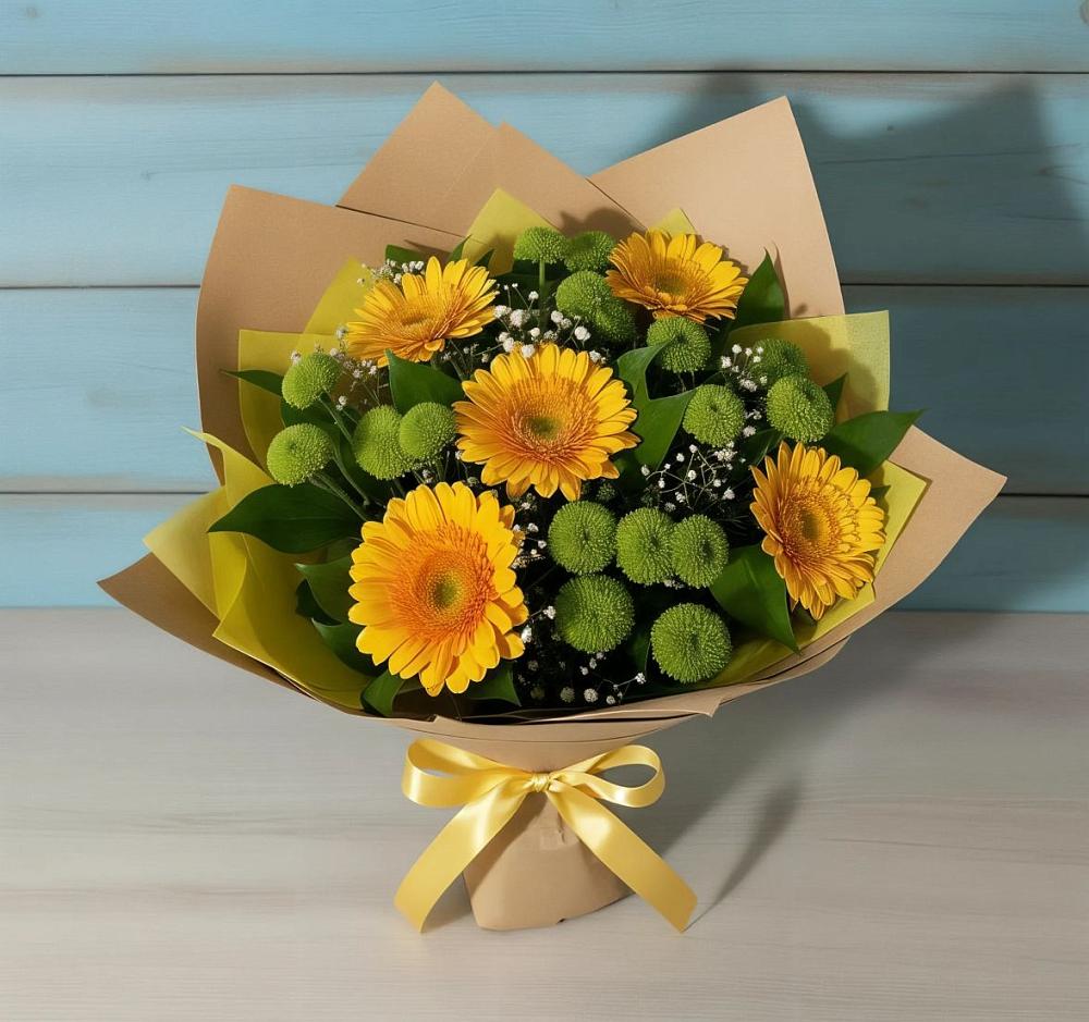 Букет цветов из: Герберы и Хризантемы в Дядьковской