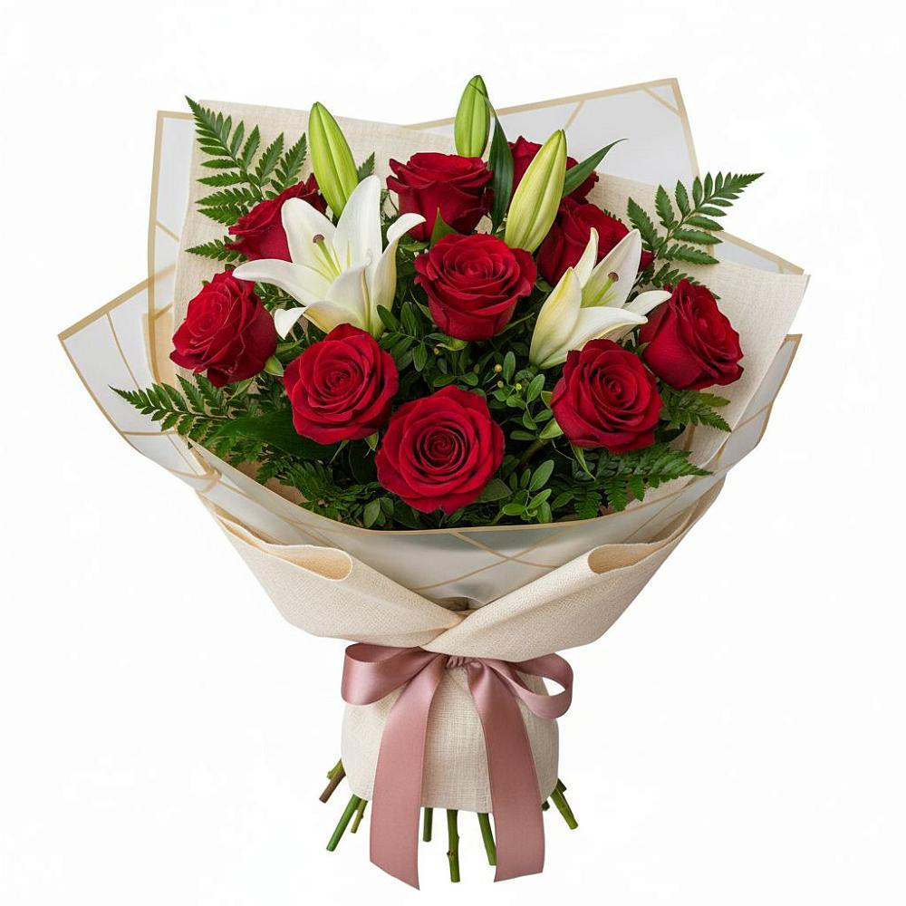 Букет цветов из: Лилии и Розы в Дядьковской