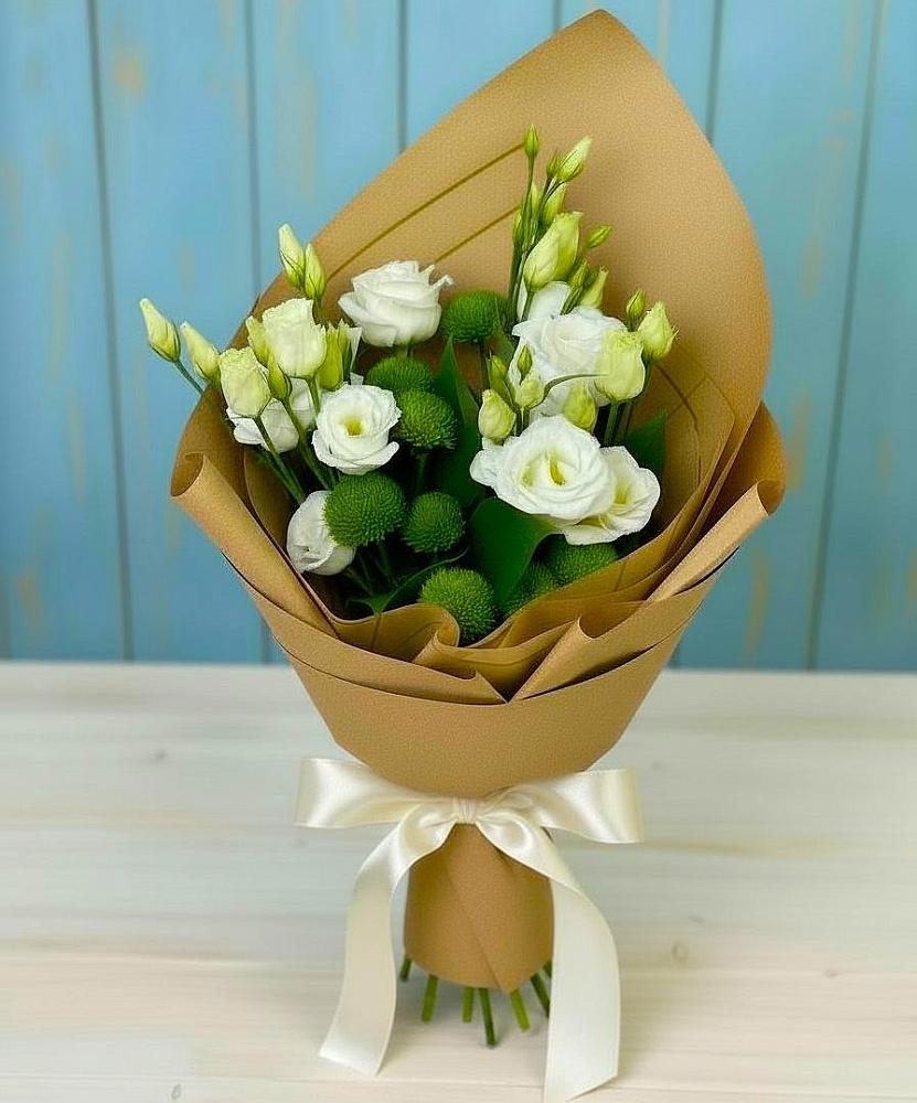 Букет цветов из: Хризантемы и Лизиантусы в Дядьковской