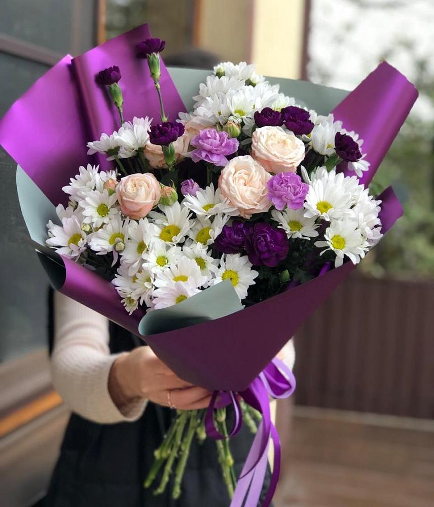Букет цветов из: Хризантемы, Гвоздики и Розы в Дядьковской
