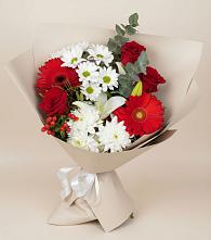 Букет цветов из:  Розы, Хризантемы, Герберы и Лилии в Дядьковской