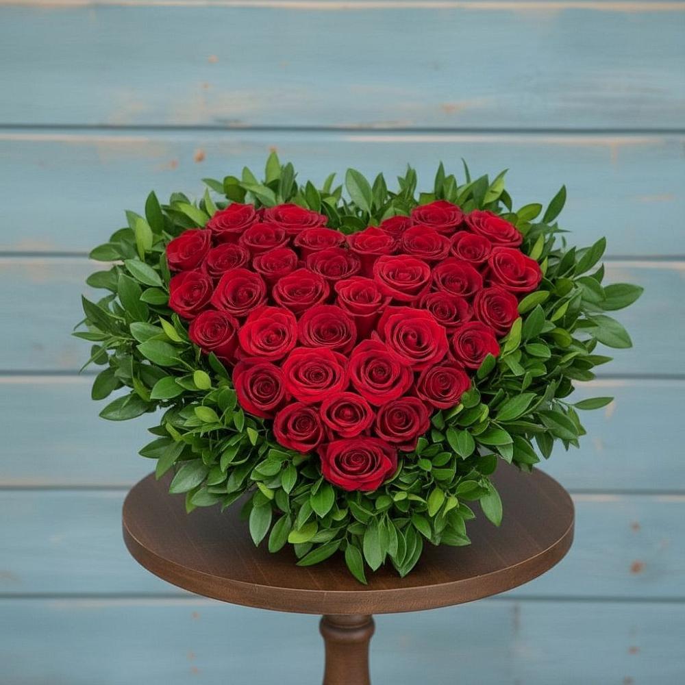 Цветочная композиция из Розы в виде сердца в Дядьковской