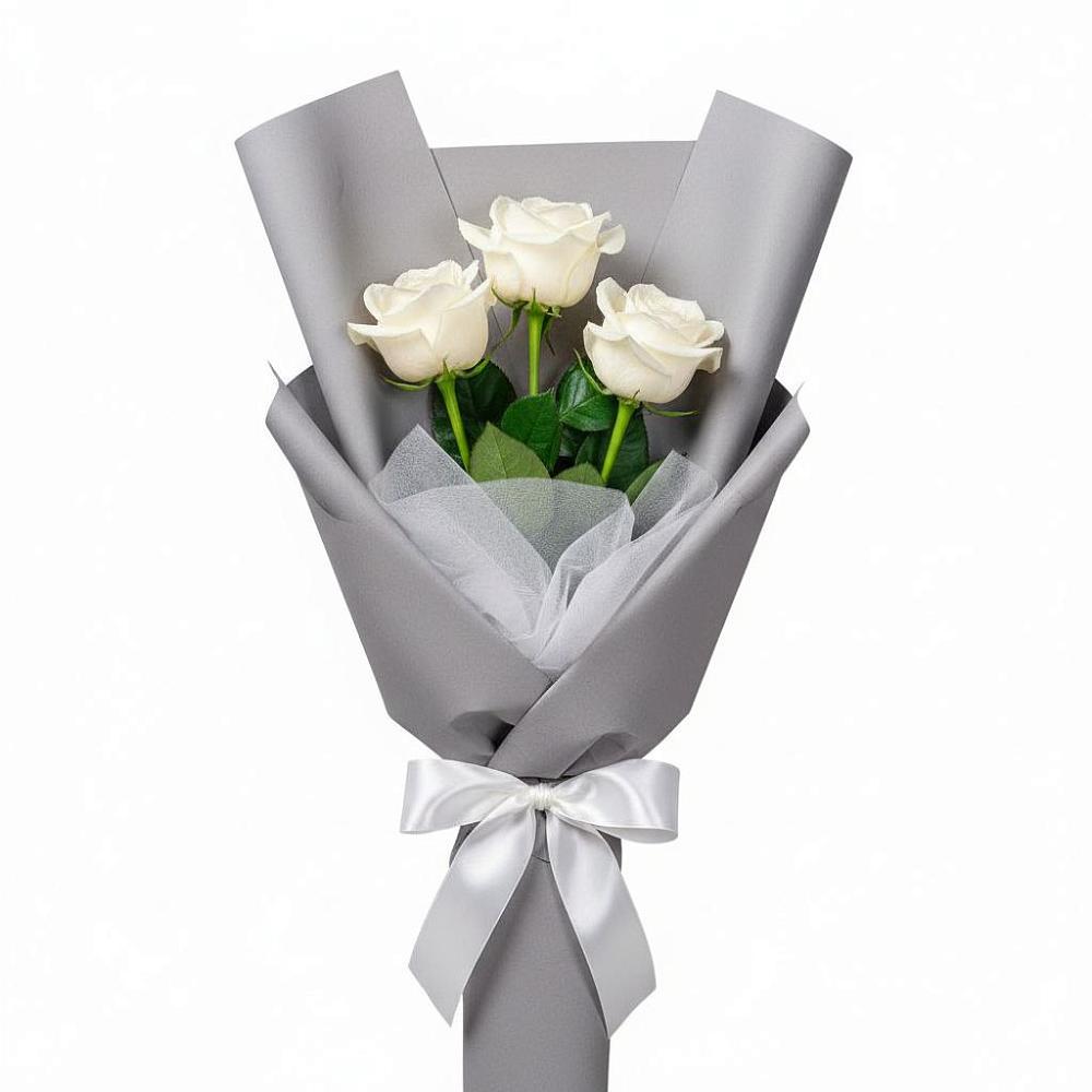 Букет 3 белые розы в Дядьковской