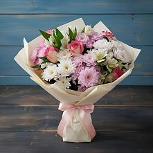 Букет цветов из:  Хризантемы, Альстромерии и Розы в Дядьковской