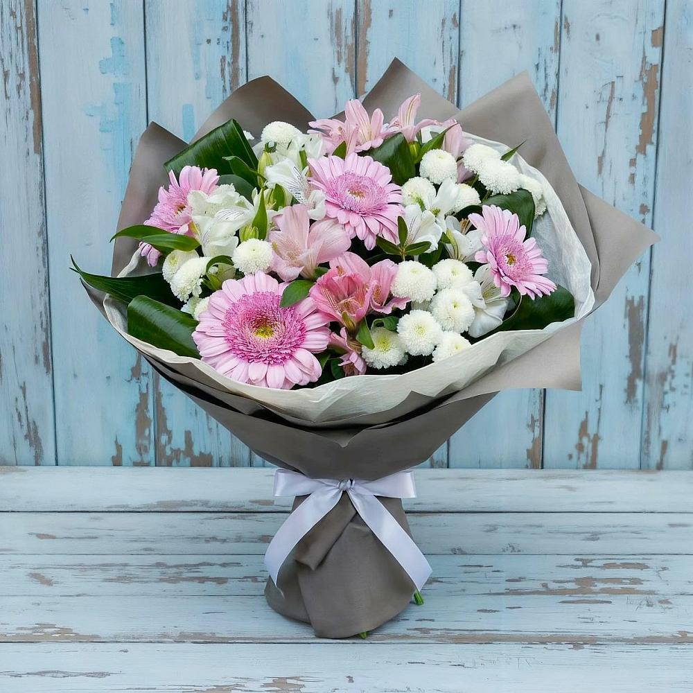 Букет цветов из: Герберы, Альстромерии и Хризантемы в Дядьковской