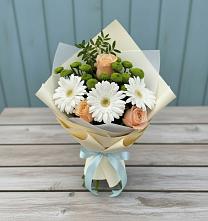 Букет цветов из:  Герберы, Розы и Хризантемы в Дядьковской