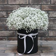 Цветочная композиция из Гипсофила в шляпной коробке в Дядьковской