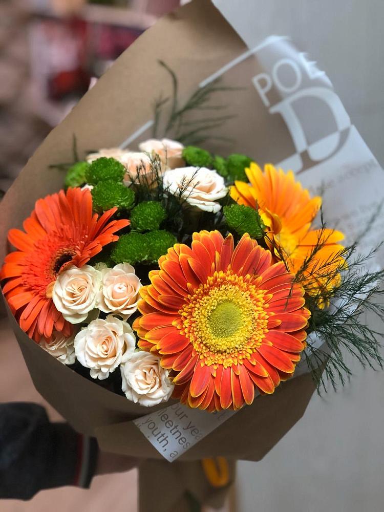 Букет цветов из: Герберы, Хризантемы и Розы в Дядьковской
