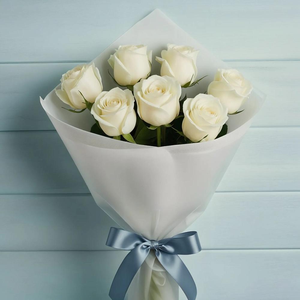 Букет 7 Белых роз Эдлесс Лав в Дядьковской