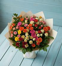 Букет Микс из разноцветных кустовых роз в Дядьковской