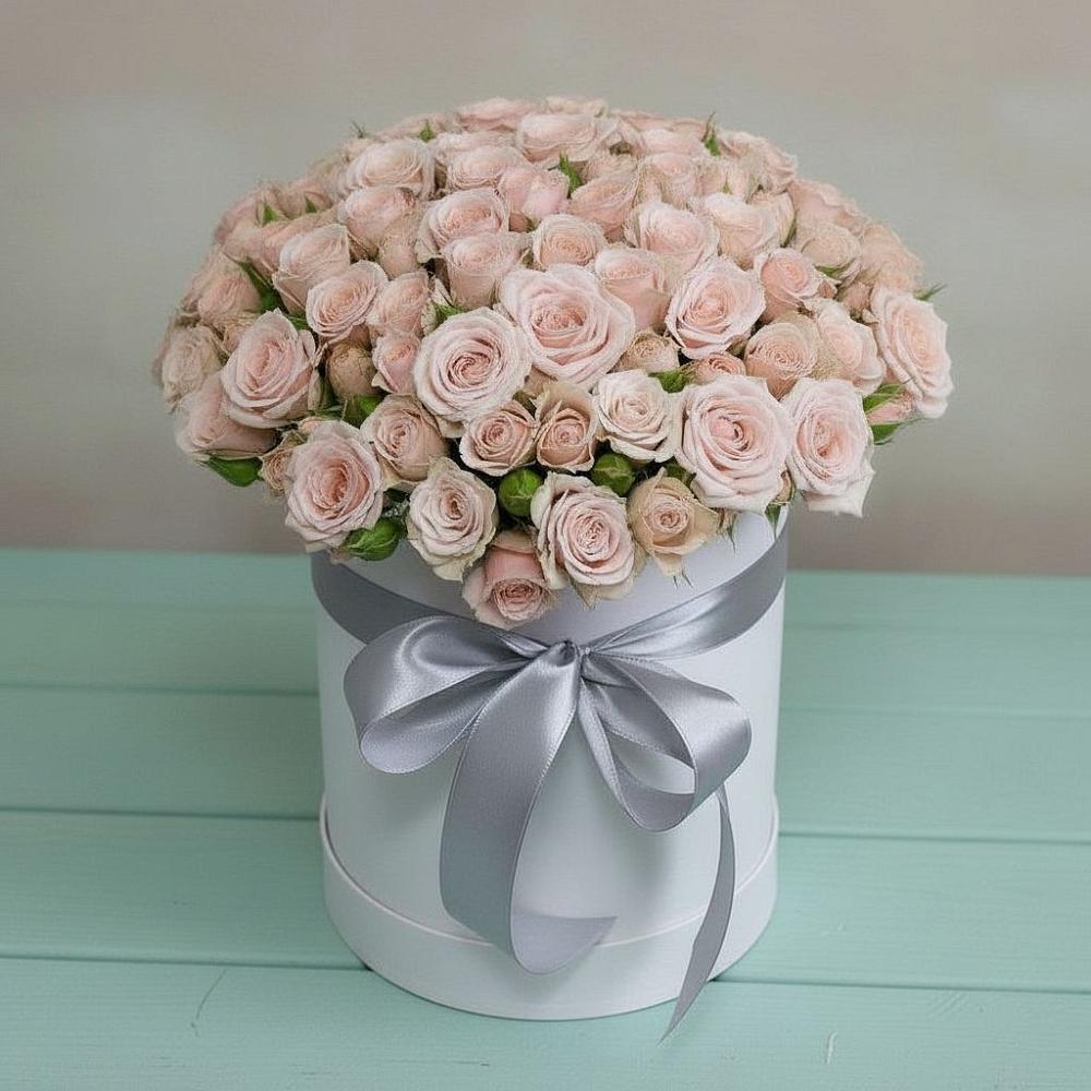 Цветочная композиция из Розы в шляпной коробке в Дядьковской